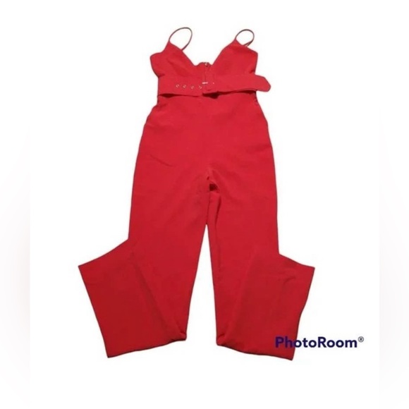 NBD Red Jumpsuit size XXS with adjustable straps and pockets - Picture 5 of 7